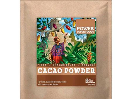 Power Super Foods Cacao Powder Kraft Bag Certified Organic 500g Cheap