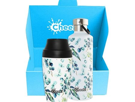 Cheeki Gift Box Watercolour (Includes Insulated Bottle + Insulated Coffee Mug 350ml) 600ml Online Hot Sale