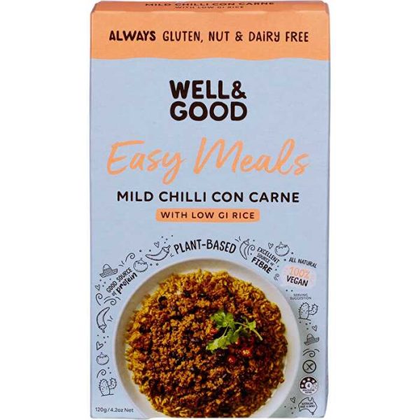 WELL & GOOD Mild Chilli Con Carne with Low GI Rice 120g Sale